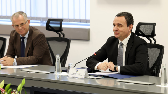 Kosovo`s Prime Minister Albin Kurti attends a meeting with European Commission President Ursula von der Leyen in Pristina, Kosovo, 30 October 2023